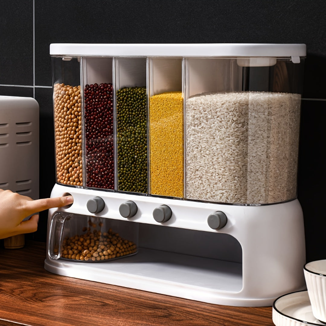 Multi-Compartment Grain Storage Container with Airtight Lid | Space-Saving Design for Freshness and Organization