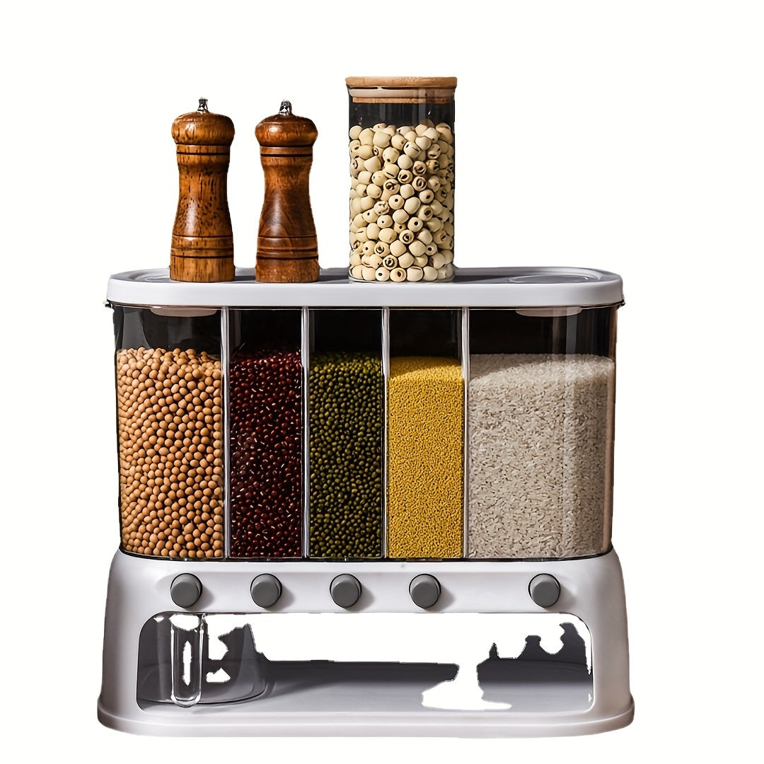 Multi-Compartment Grain Storage Container with Airtight Lid | Space-Saving Design for Freshness and Organization