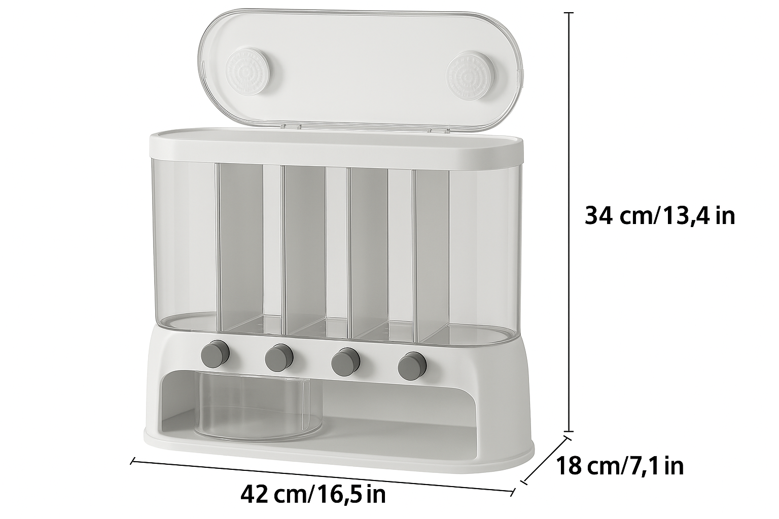Multi-Compartment Grain Storage Container with Airtight Lid | Space-Saving Design for Freshness and Organization