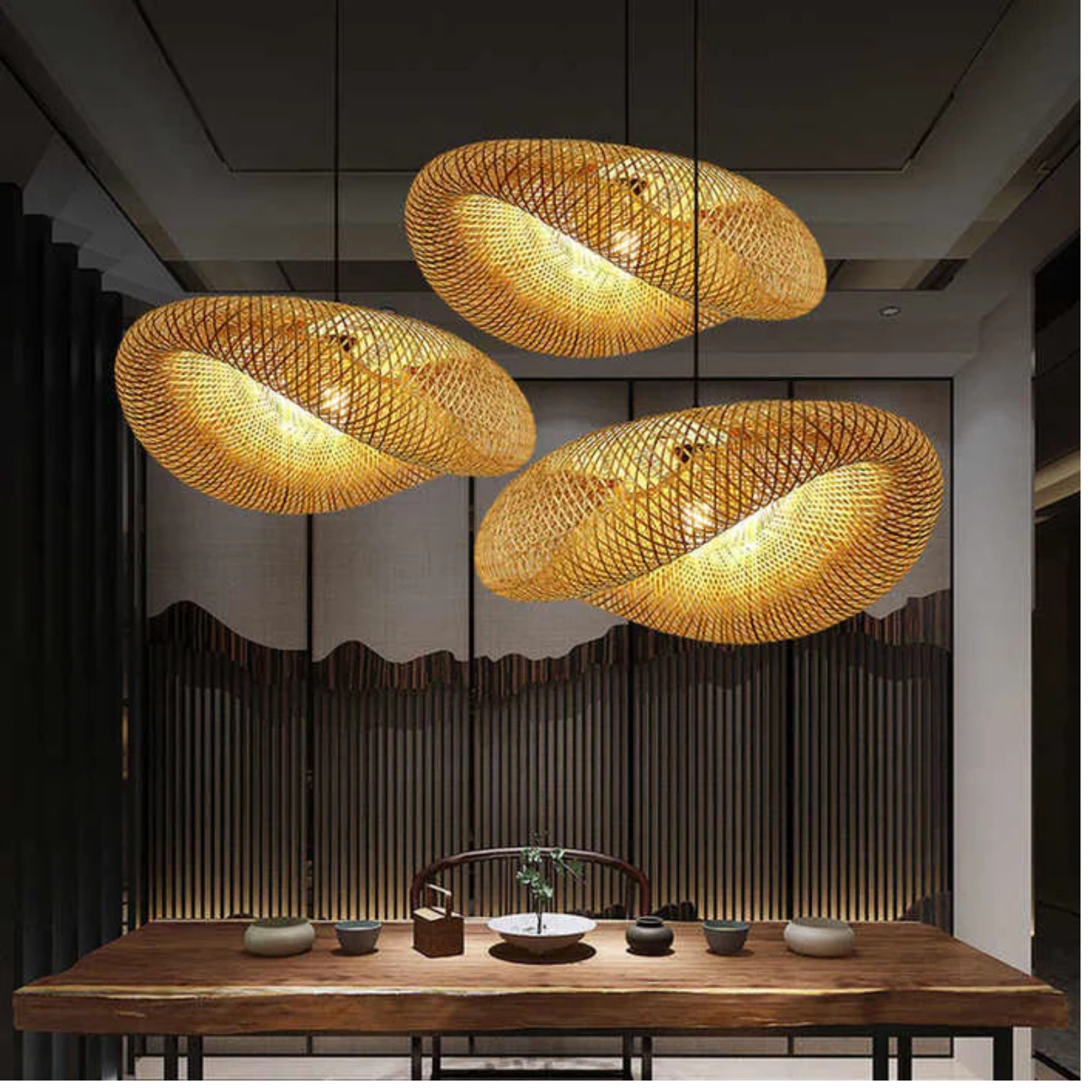 Natural Elegance | Rattan Pendant Light with Adjustable Length | Modern Ceiling Fixture for Warm Ambiance