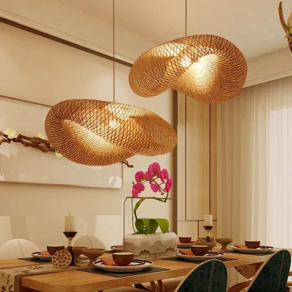 Natural Elegance | Rattan Pendant Light with Adjustable Length | Modern Ceiling Fixture for Warm Ambiance