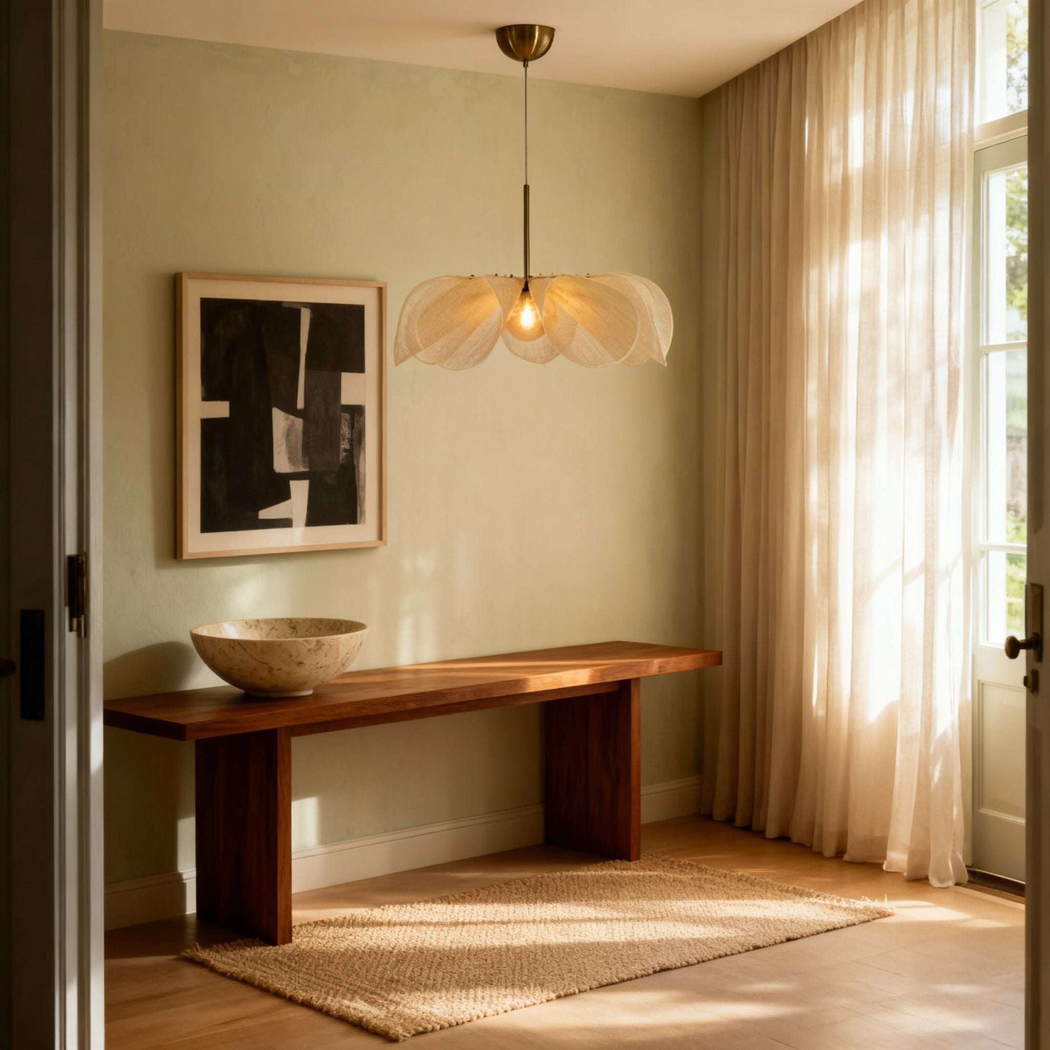 Natural Hemp Pendant Light | Handcrafted Kitchen Pendant Lighting for Tranquil Spaces