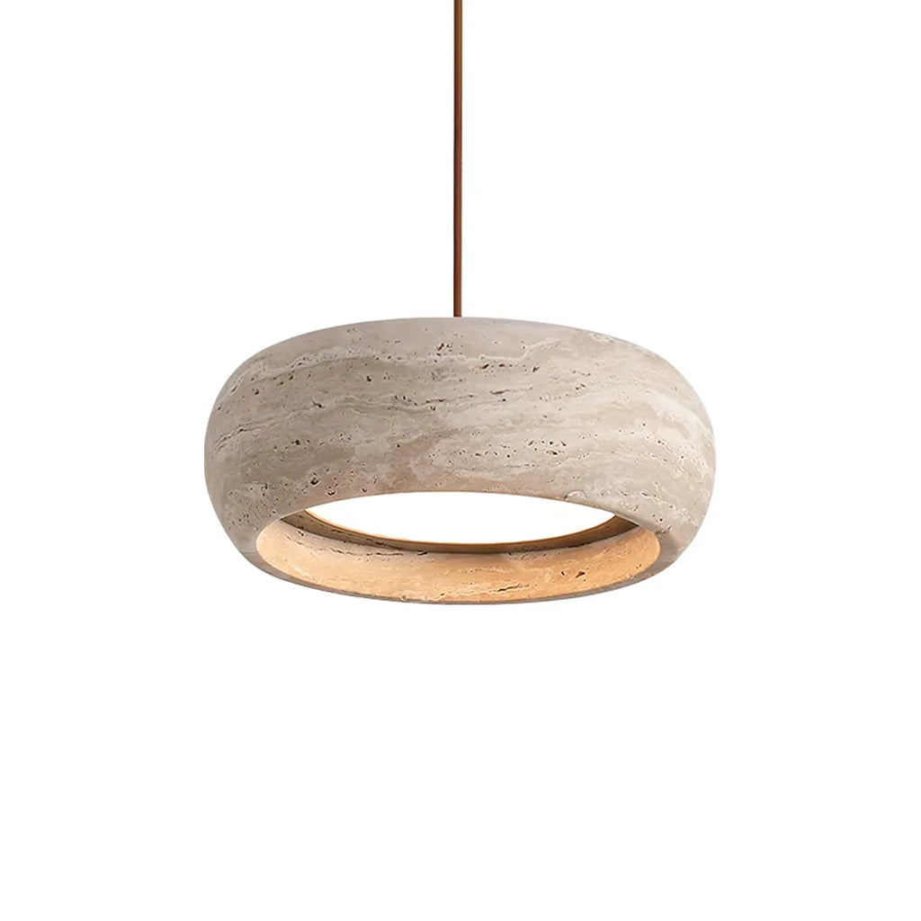 Natural Travertine Pendant Light | Organic Modern Design with Integrated LED | Unique Hanging Light for Warm Kitchen Ambiance