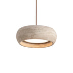 Natural Travertine Pendant Light | Organic Modern Design with Integrated LED | Unique Hanging Light for Warm Kitchen Ambiance
