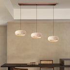 Natural Travertine Pendant Light | Organic Modern Design with Integrated LED | Unique Hanging Light for Warm Kitchen Ambiance