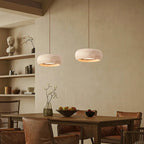 Natural Travertine Pendant Light | Organic Modern Design with Integrated LED | Unique Hanging Light for Warm Kitchen Ambiance