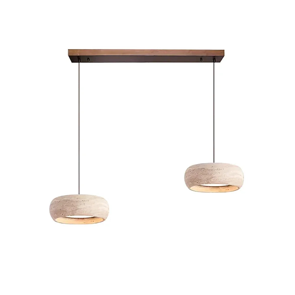 Natural Travertine Pendant Light | Organic Modern Design with Integrated LED | Unique Hanging Light for Warm Kitchen Ambiance
