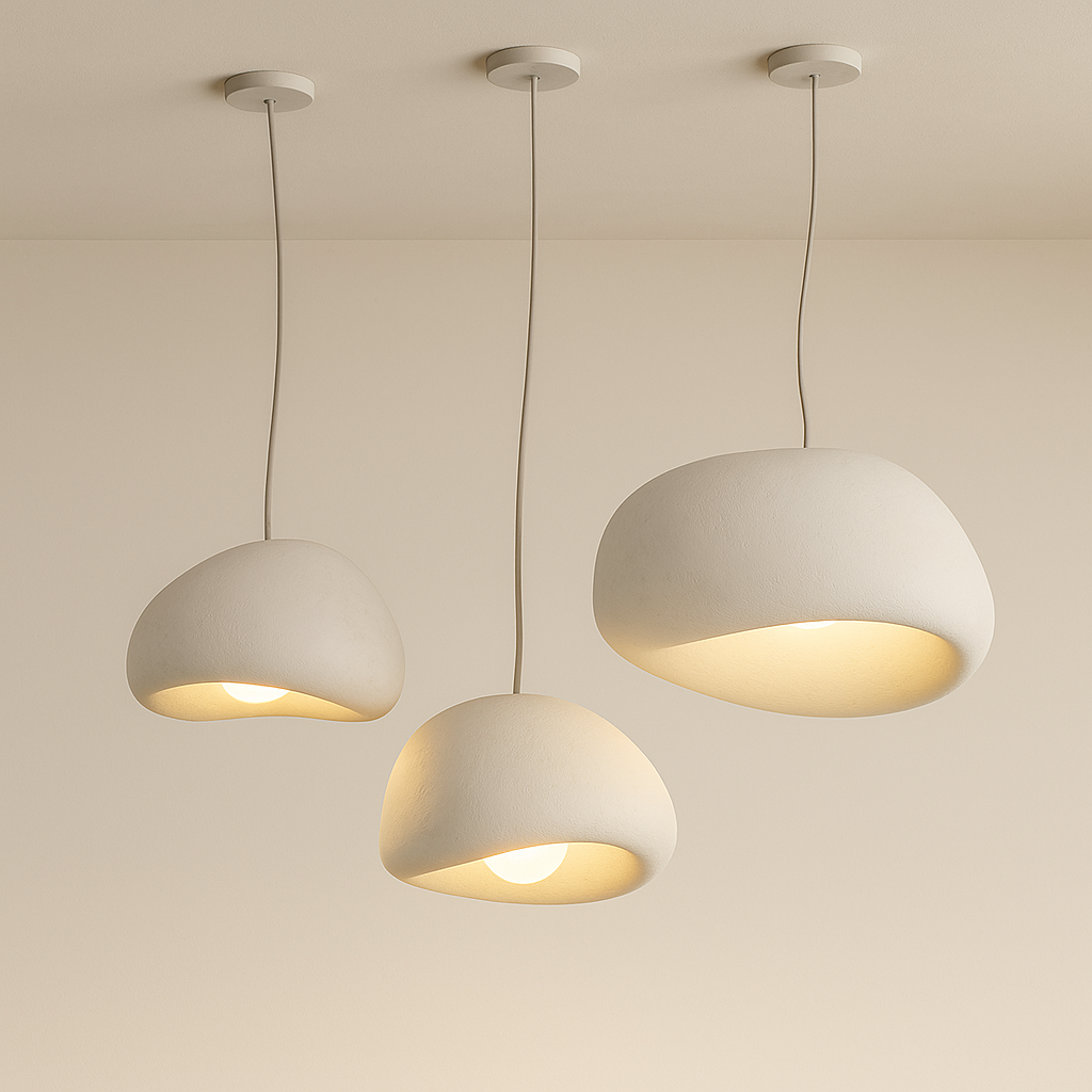 Organic Minimalist Pendant Lighting with Handcrafted Resin Shade | Adjustable Height for Tranquil Spaces