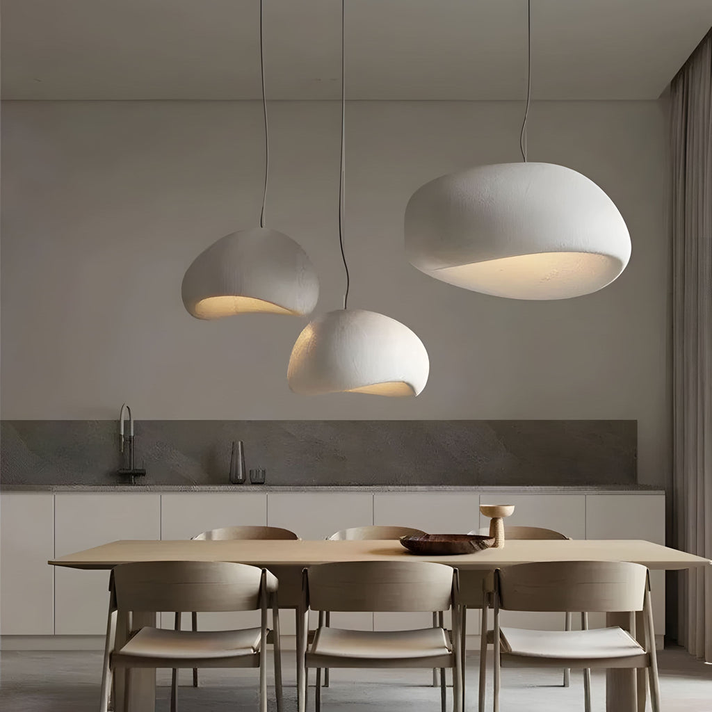 Organic Minimalist Pendant Lighting with Handcrafted Resin Shade | Adjustable Height for Tranquil Spaces