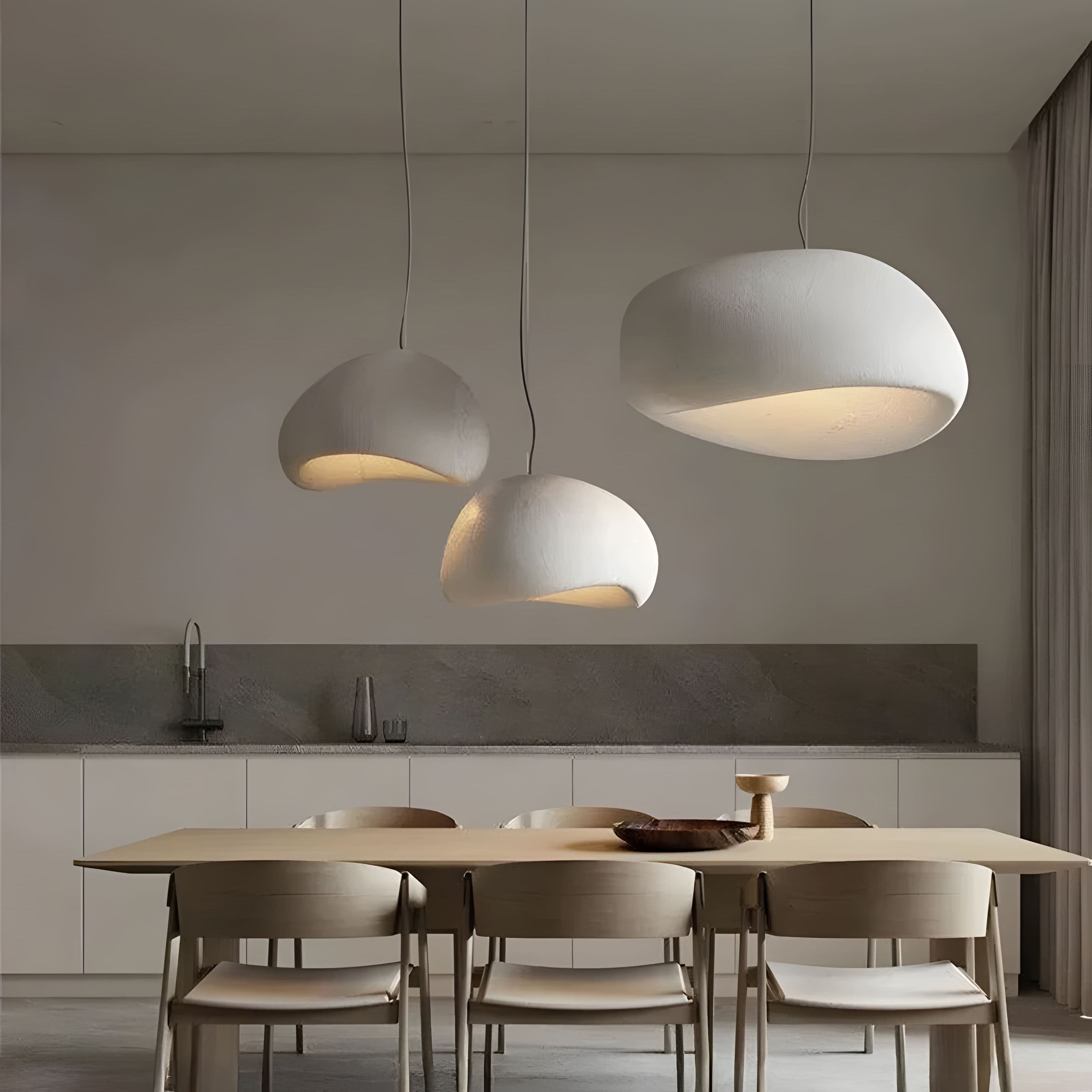 Organic Minimalist Pendant Lighting with Handcrafted Resin Shade | Adjustable Height for Tranquil Spaces