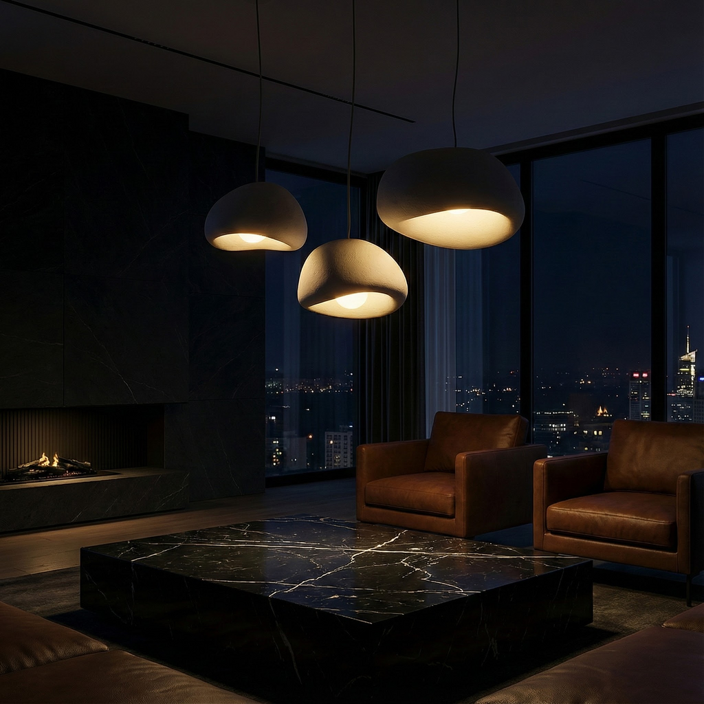 Organic Minimalist Pendant Lighting with Handcrafted Resin Shade | Adjustable Height for Tranquil Spaces