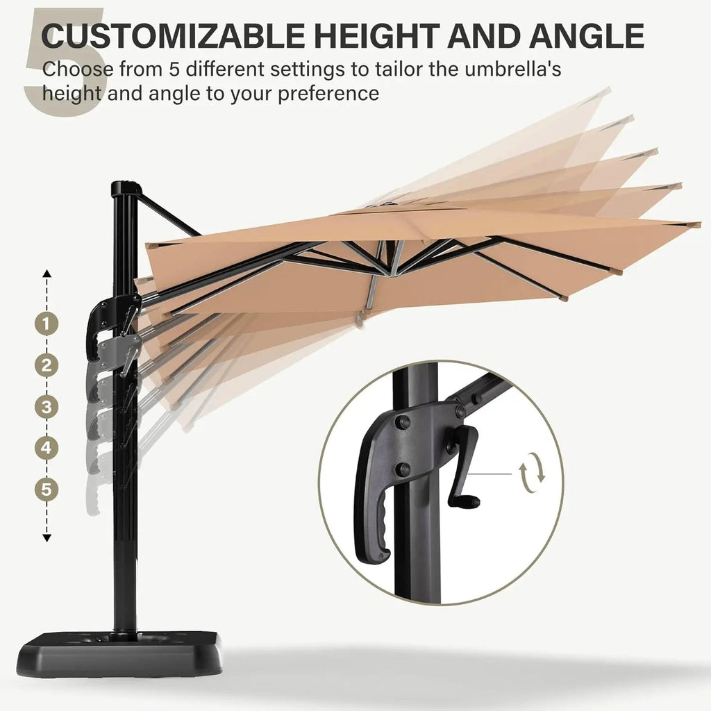 Outdoor Oasis | 10FT Cantilever Umbrella with 360° Rotation & UV Protection | Versatile Sunshade for Comfort