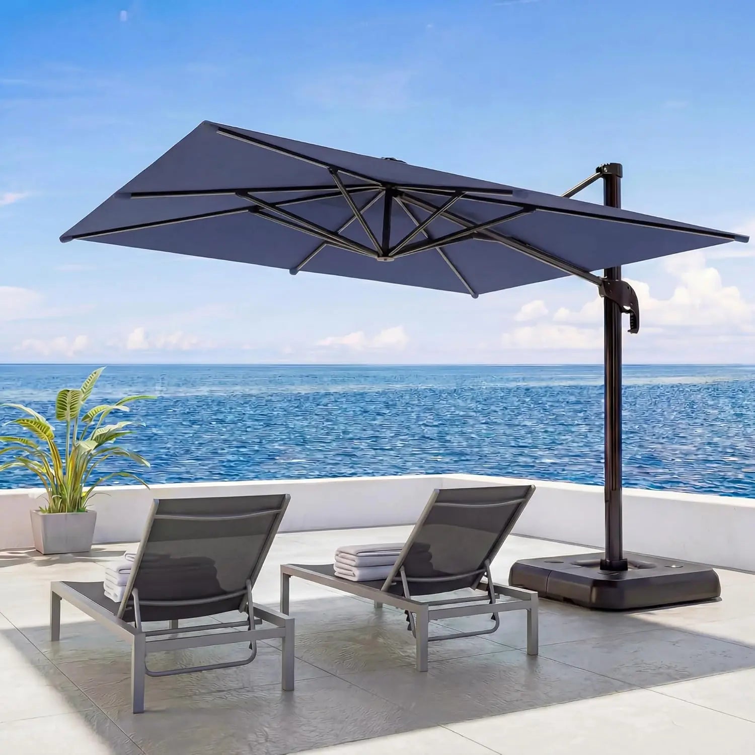 Outdoor Oasis | 10FT Cantilever Umbrella with 360° Rotation & UV Protection | Versatile Sunshade for Comfort