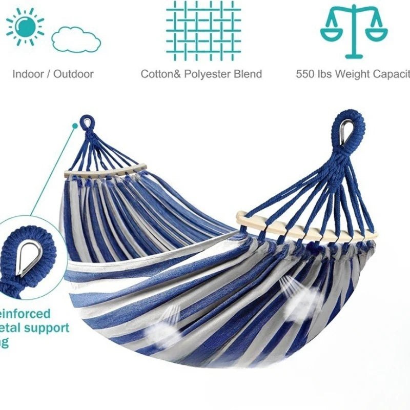 Outdoor Retreat | Camping Hammock with Anti-Roll Design | Durable Canvas for Ultimate Outdoor Relaxation