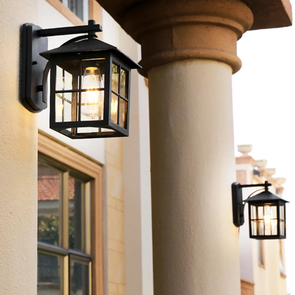 Outdoor Wall Lantern | Vintage Design with Durable Metal Frame | Elegant Exterior Wall Light for Patios and Entryways
