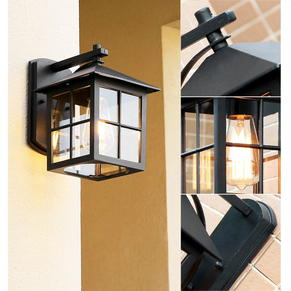 Outdoor Wall Lantern | Vintage Design with Durable Metal Frame | Elegant Exterior Wall Light for Patios and Entryways