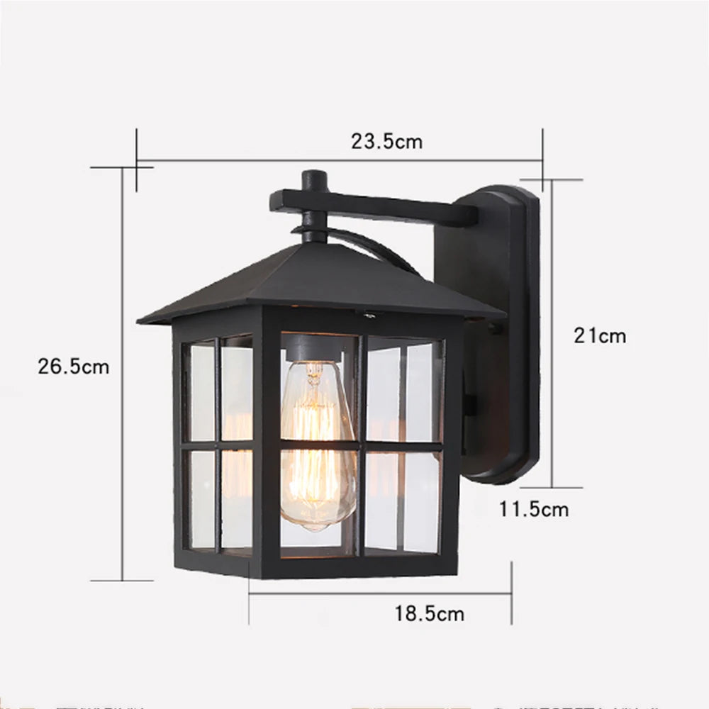 Outdoor Wall Lantern | Vintage Design with Durable Metal Frame | Elegant Exterior Wall Light for Patios and Entryways