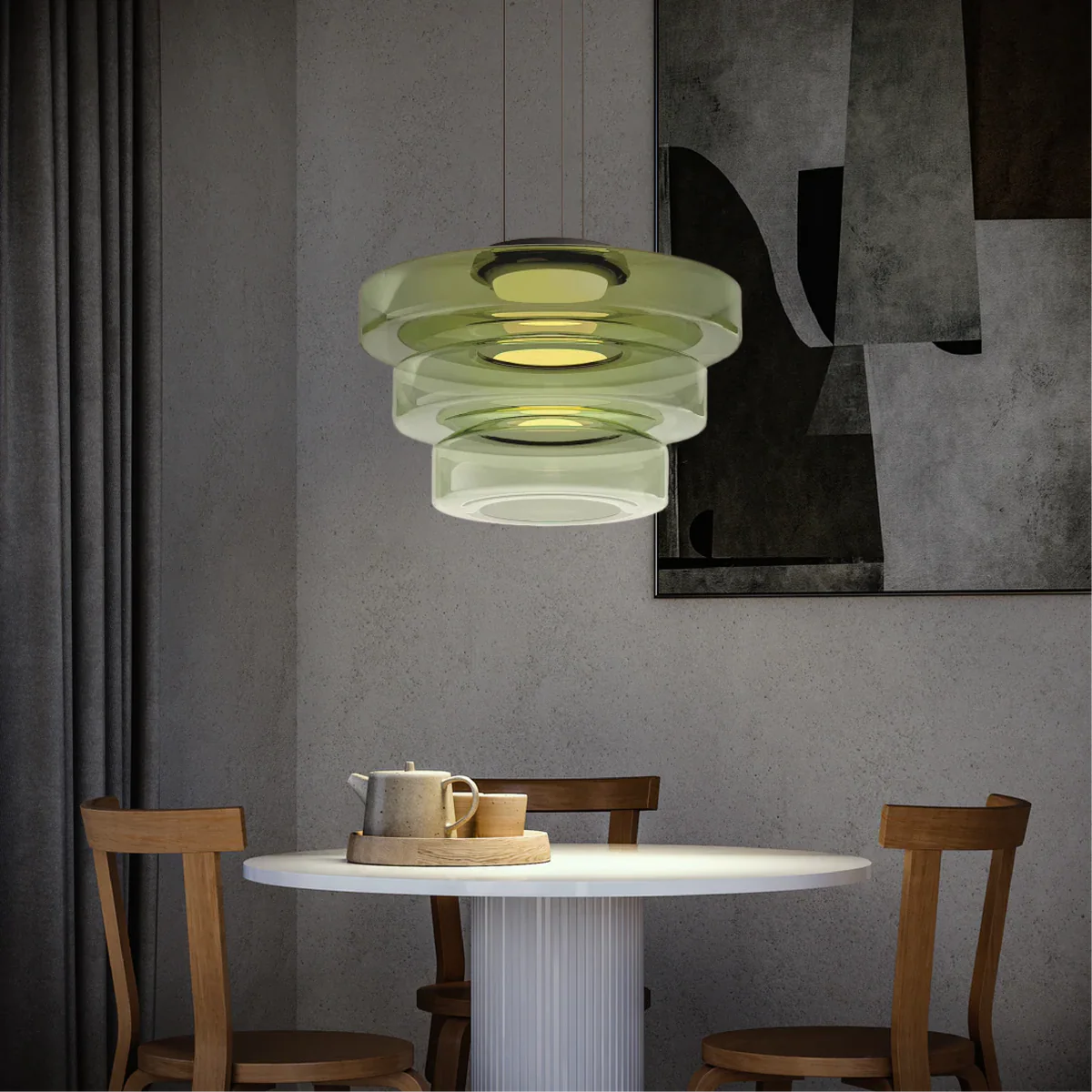 Parallax Collection | Glass Pendant Light with Dynamic Visual Effect | Sculptural Design for Atmospheric Kitchen Lighting