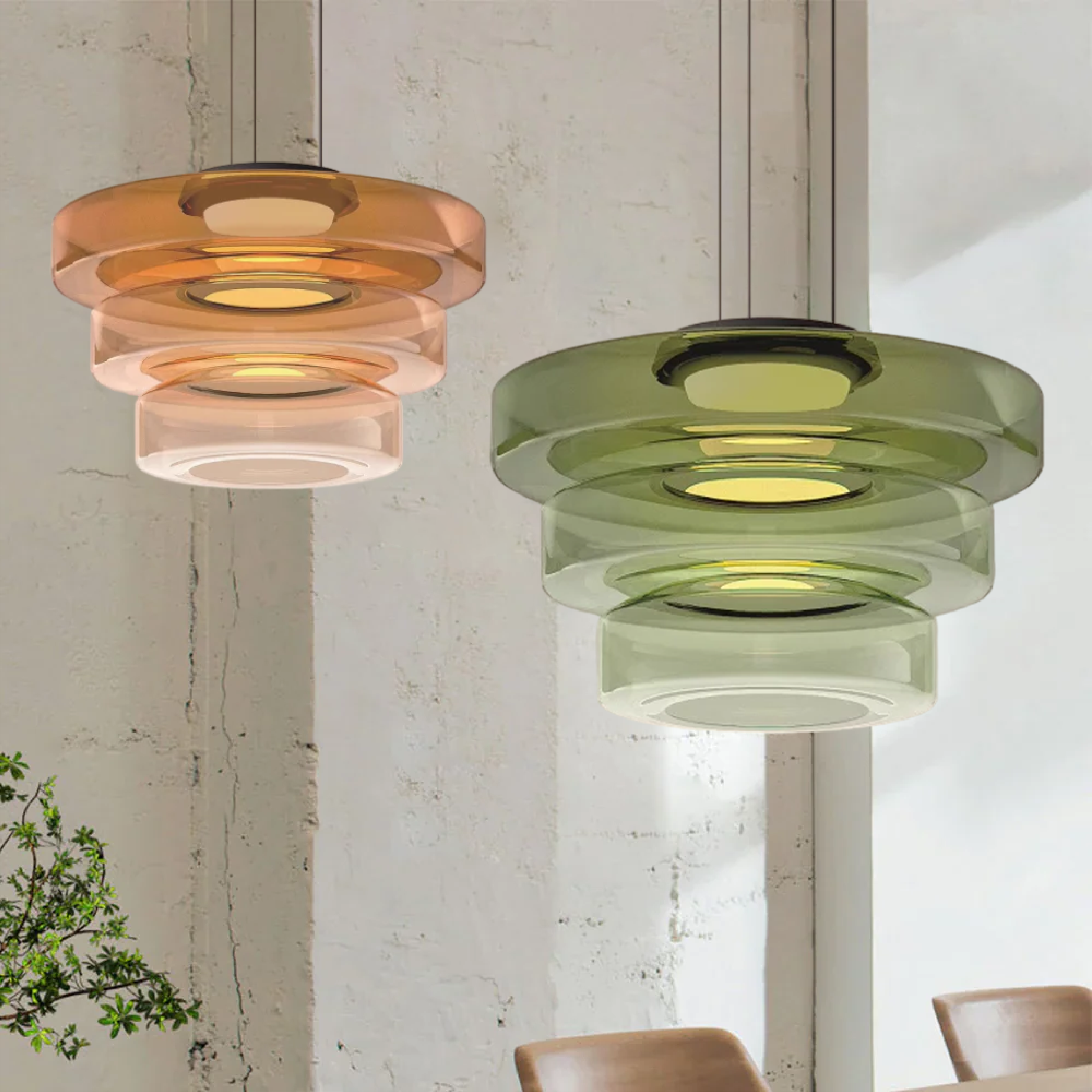 Parallax Collection | Glass Pendant Light with Dynamic Visual Effect | Sculptural Design for Atmospheric Kitchen Lighting