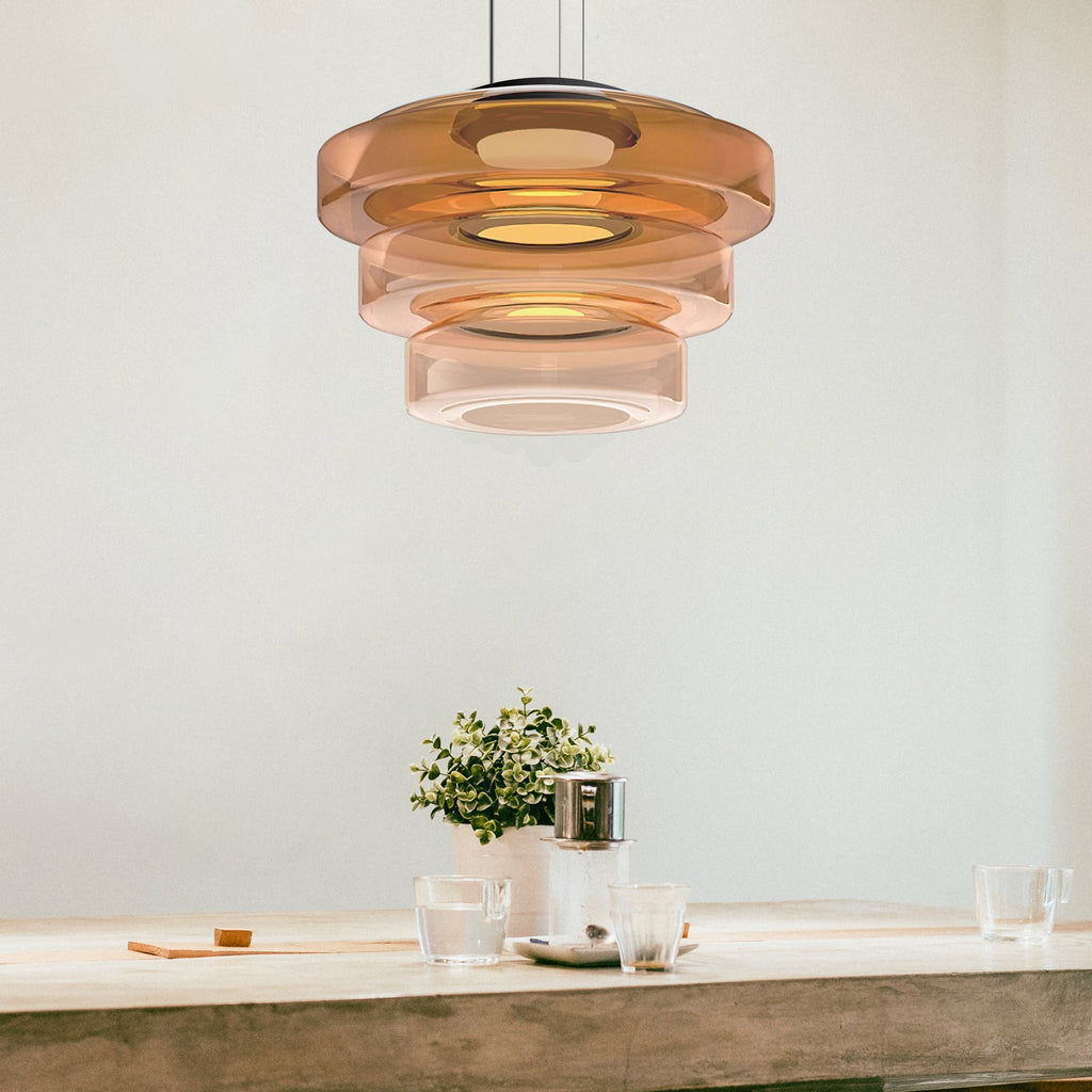 Parallax Collection | Glass Pendant Light with Dynamic Visual Effect | Sculptural Design for Atmospheric Kitchen Lighting