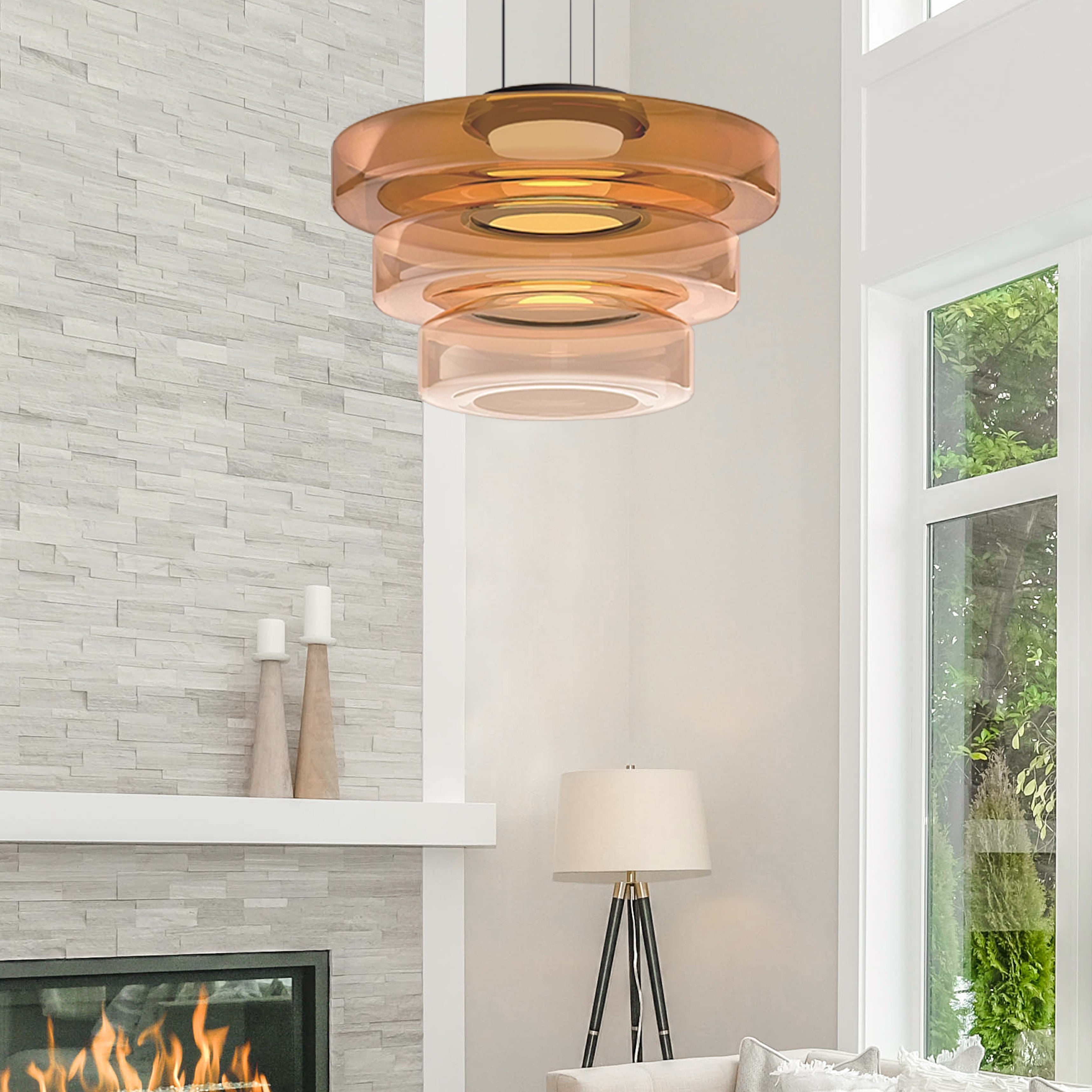 Parallax Collection | Glass Pendant Light with Dynamic Visual Effect | Sculptural Design for Atmospheric Kitchen Lighting