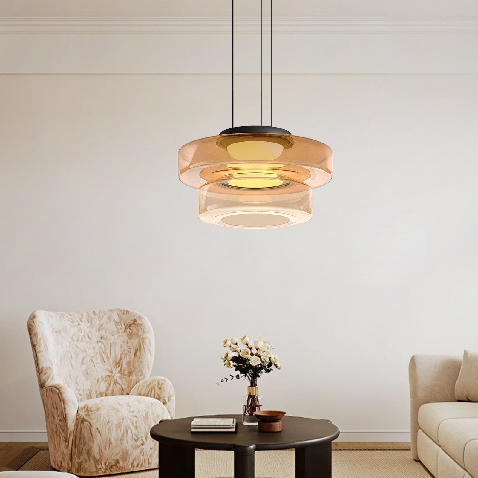 Parallax Collection | Glass Pendant Light with Dynamic Visual Effect | Sculptural Design for Atmospheric Kitchen Lighting