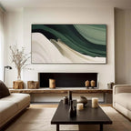RicherArt | Green Abstract Canvas Print with Hand-Painted Design | Unique Wall Decor for Artistic Ambiance