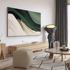 RicherArt | Green Abstract Canvas Print with Hand-Painted Design | Unique Wall Decor for Artistic Ambiance