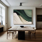 RicherArt | Green Abstract Canvas Print with Hand-Painted Design | Unique Wall Decor for Artistic Ambiance