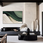 RicherArt | Green Abstract Canvas Print with Hand-Painted Design | Unique Wall Decor for Artistic Ambiance
