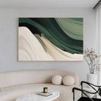 RicherArt | Green Abstract Canvas Print with Hand-Painted Design | Unique Wall Decor for Artistic Ambiance