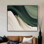 RicherArt | Green Abstract Canvas Print with Hand-Painted Design | Unique Wall Decor for Artistic Ambiance