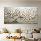 RicherArt | Textured Flower Canvas Art with Hand-Painted Design | Unique Wall Decor for Elegant Ambiance