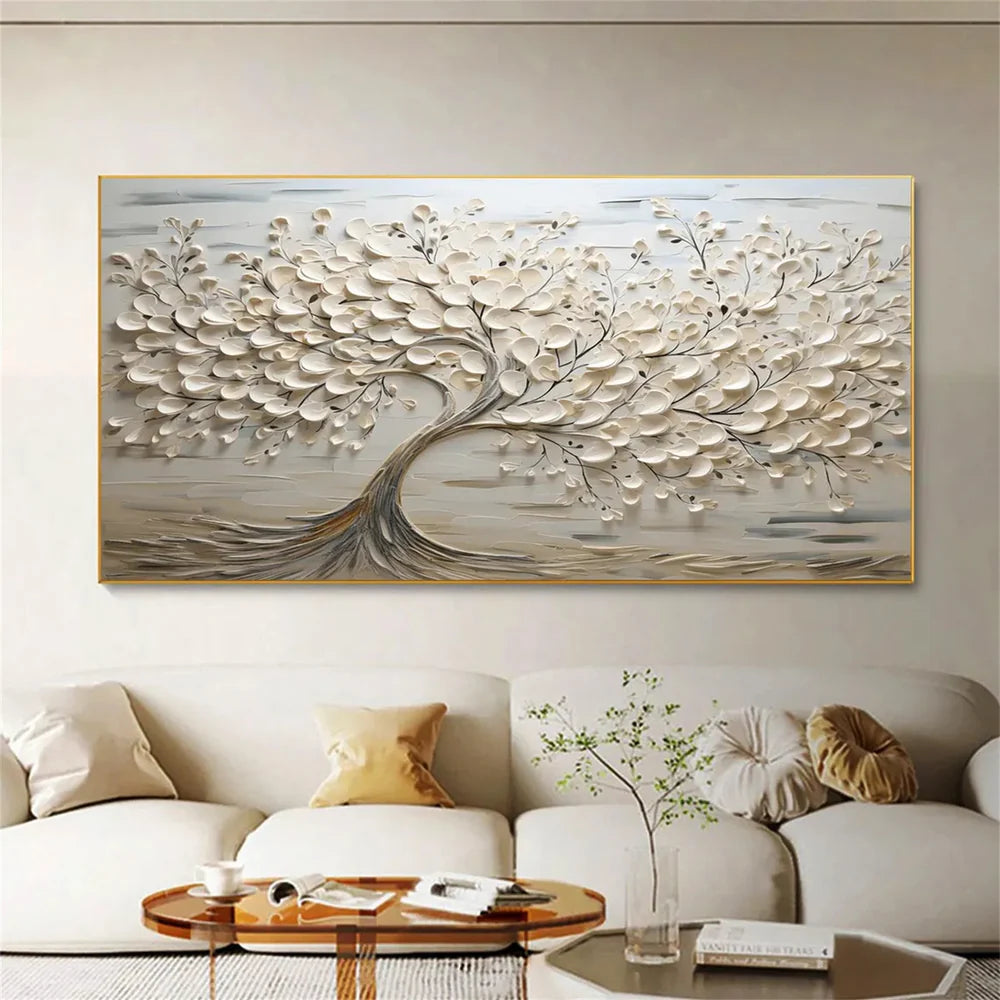 RicherArt | Textured Flower Canvas Art with Hand-Painted Design | Unique Wall Decor for Elegant Ambiance
