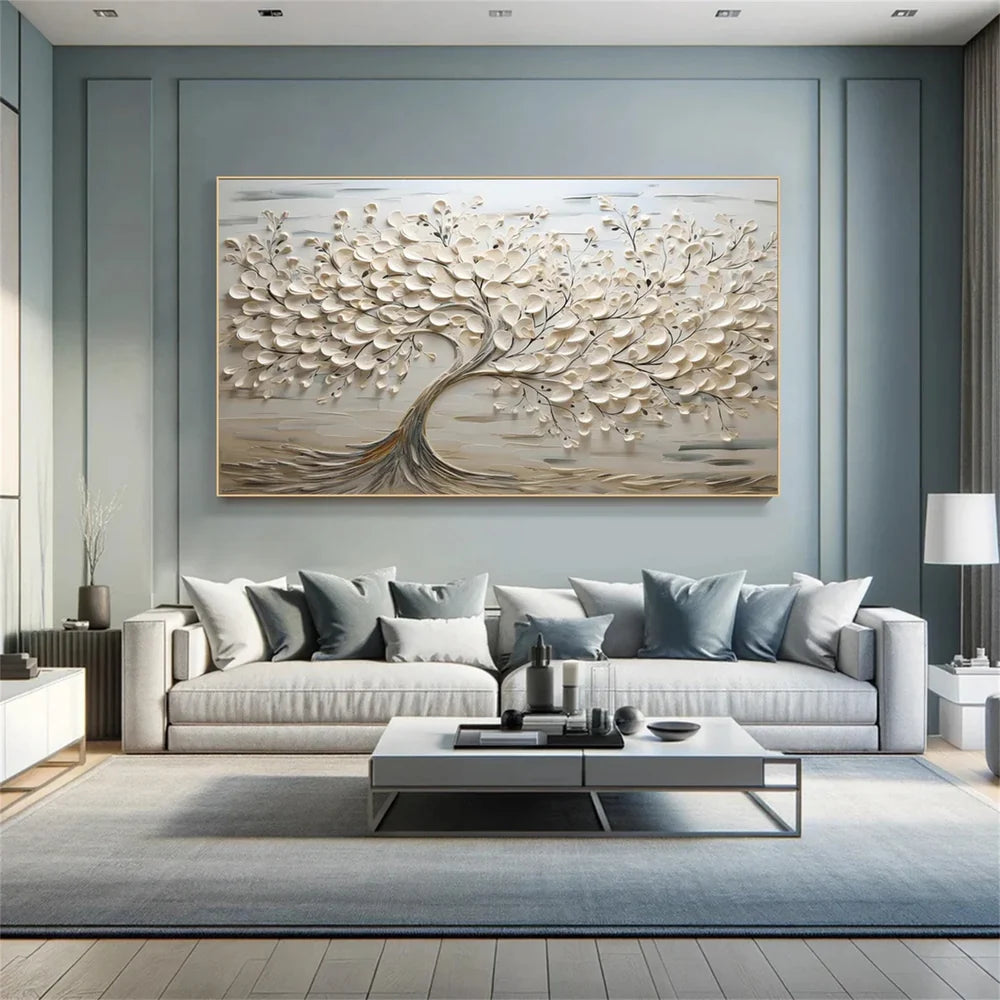 RicherArt | Textured Flower Canvas Art with Hand-Painted Design | Unique Wall Decor for Elegant Ambiance