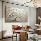 RicherArt | Textured Flower Canvas Art with Hand-Painted Design | Unique Wall Decor for Elegant Ambiance