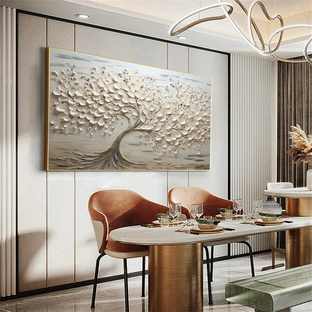 RicherArt | Textured Flower Canvas Art with Hand-Painted Design | Unique Wall Decor for Elegant Ambiance