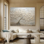RicherArt | Textured Flower Canvas Art with Hand-Painted Design | Unique Wall Decor for Elegant Ambiance