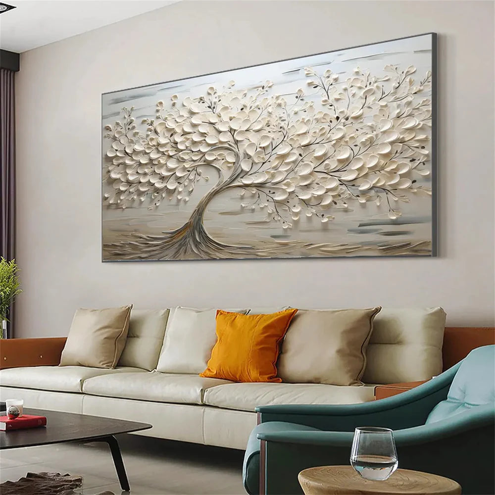 RicherArt | Textured Flower Canvas Art with Hand-Painted Design | Unique Wall Decor for Elegant Ambiance