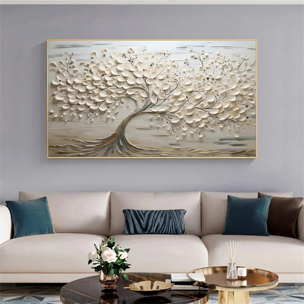 RicherArt | Textured Flower Canvas Art with Hand-Painted Design | Unique Wall Decor for Elegant Ambiance