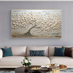 RicherArt | Textured Flower Canvas Art with Hand-Painted Design | Unique Wall Decor for Elegant Ambiance