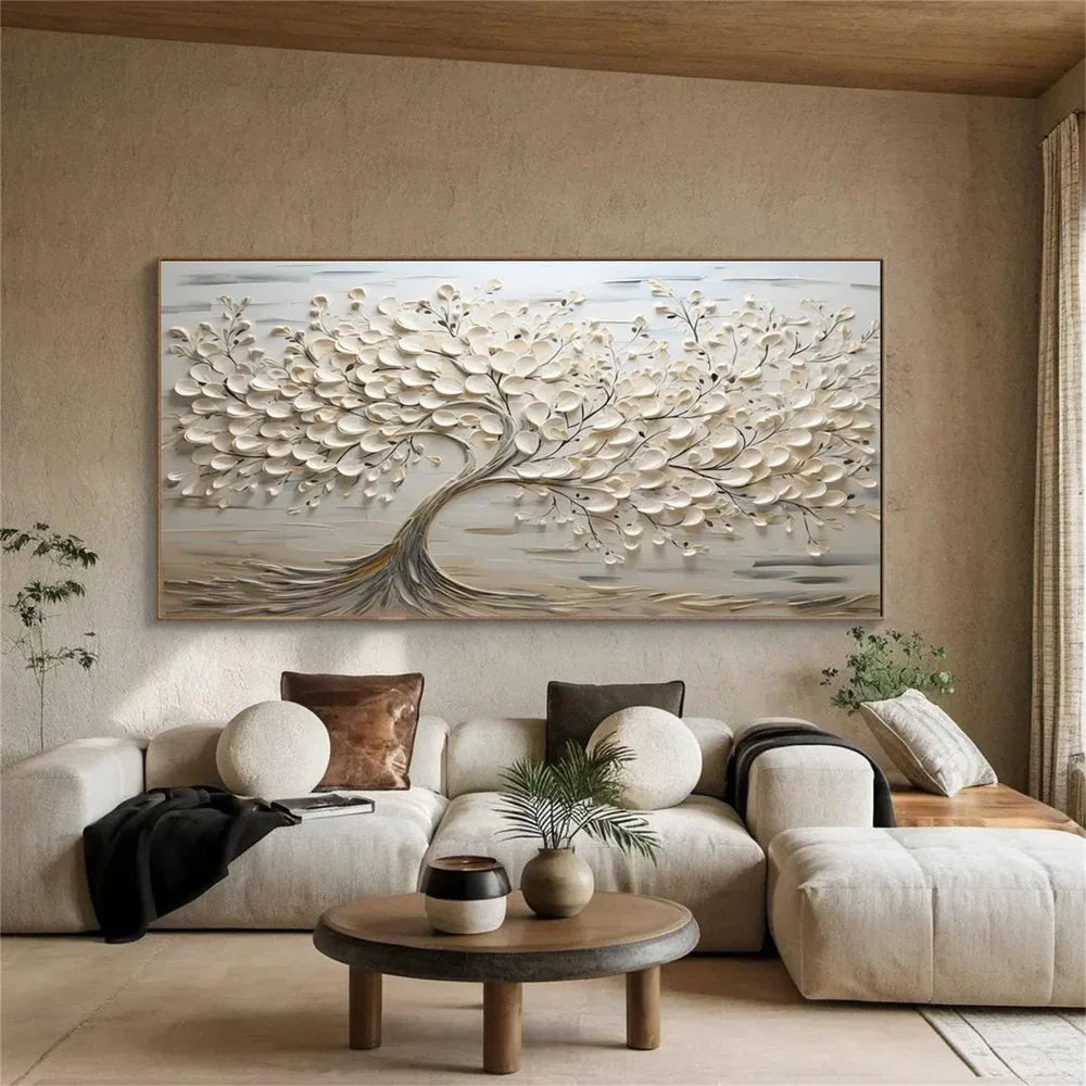 RicherArt | Textured Flower Canvas Art with Hand-Painted Design | Unique Wall Decor for Elegant Ambiance
