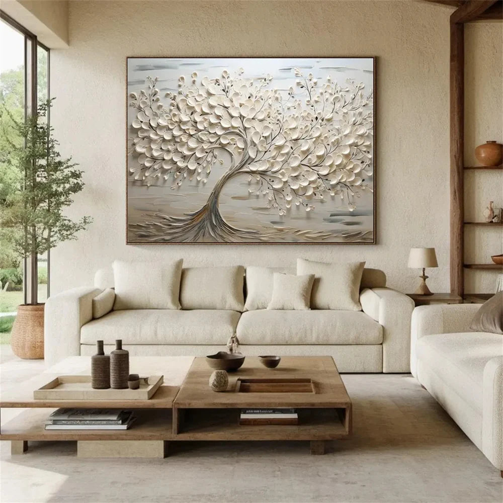 RicherArt | Textured Flower Canvas Art with Hand-Painted Design | Unique Wall Decor for Elegant Ambiance