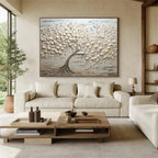 RicherArt | Textured Flower Canvas Art with Hand-Painted Design | Unique Wall Decor for Elegant Ambiance
