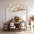 Rustic Elegance | Bubble Chandelier Light with Glass Accents | Warm Ambiance for Dining Rooms and Cozy Spaces