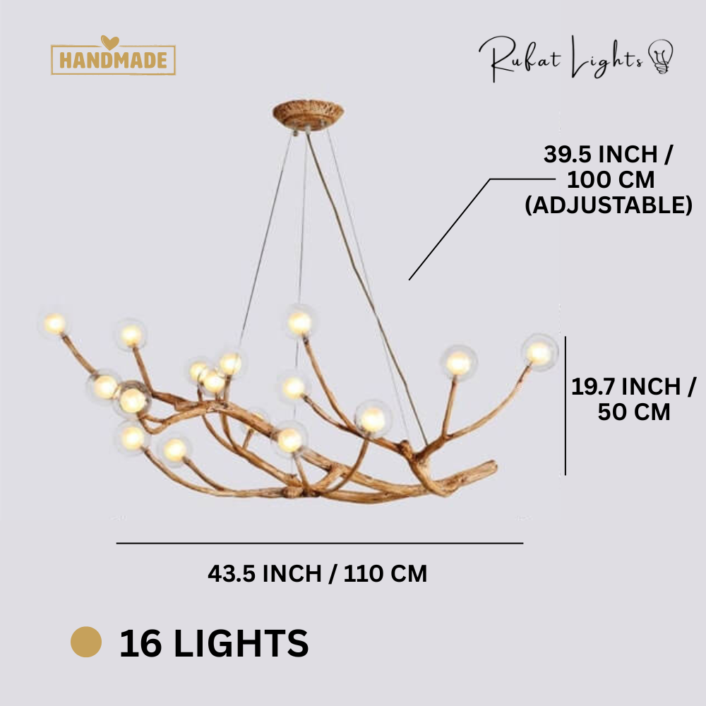 Rustic Elegance | Bubble Chandelier Light with Glass Accents | Warm Ambiance for Dining Rooms and Cozy Spaces