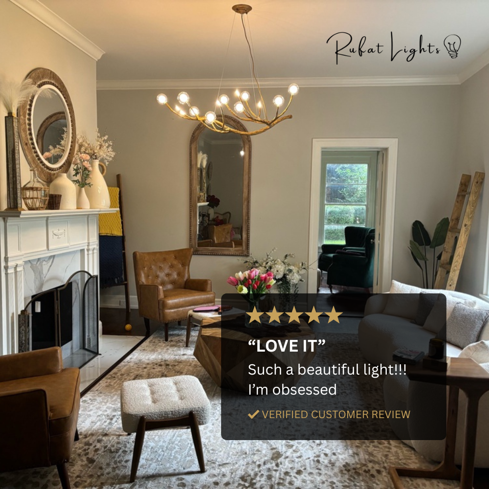 Rustic Elegance | Bubble Chandelier Light with Glass Accents | Warm Ambiance for Dining Rooms and Cozy Spaces