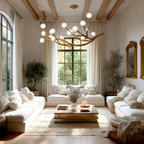 Rustic Elegance | Bubble Chandelier Light with Glass Accents | Warm Ambiance for Dining Rooms and Cozy Spaces