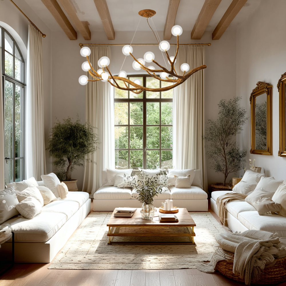 Rustic Elegance | Bubble Chandelier Light with Glass Accents | Warm Ambiance for Dining Rooms and Cozy Spaces
