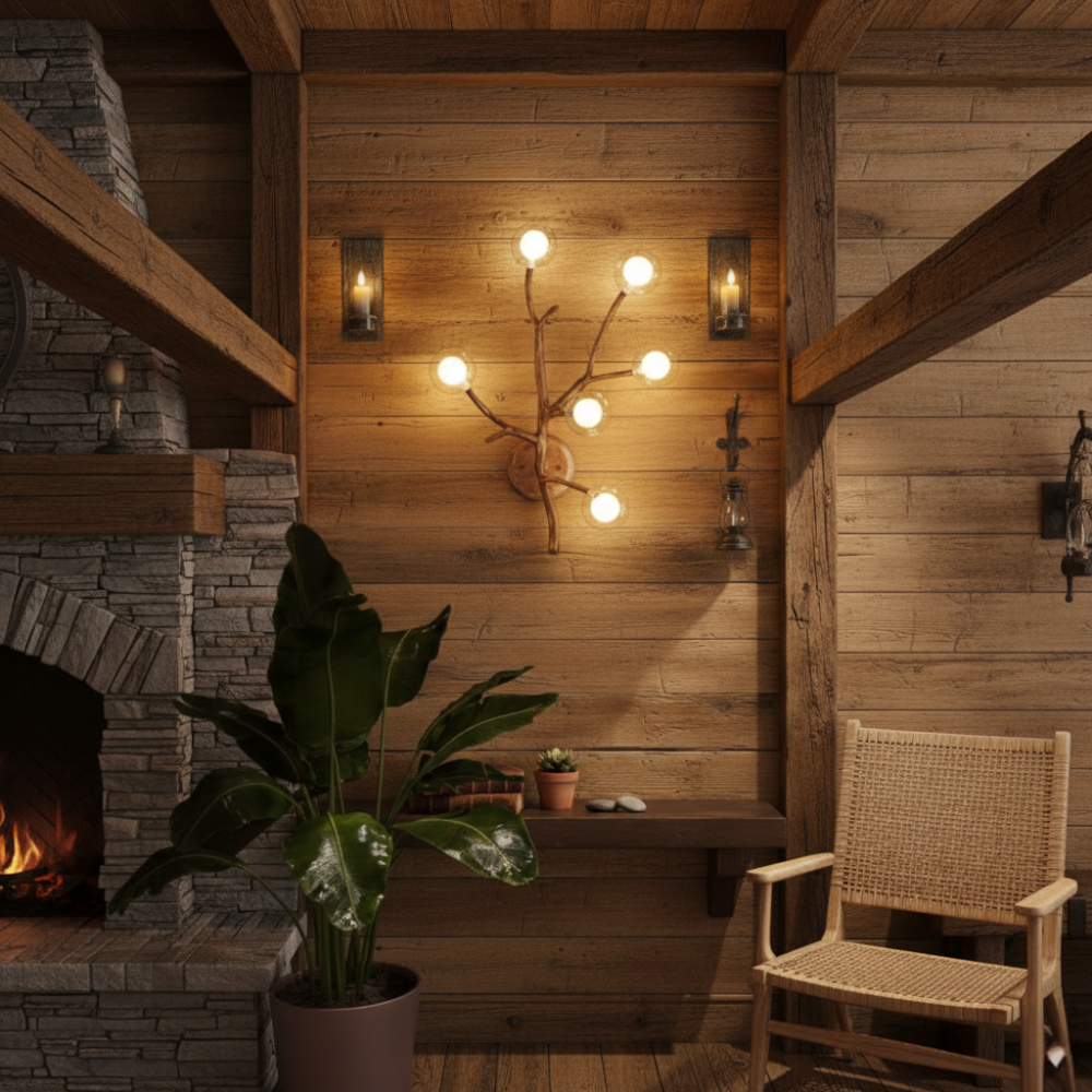 Rustic Elegance | Bubble Chandelier Light with Glass Accents | Warm Ambiance for Dining Rooms and Cozy Spaces